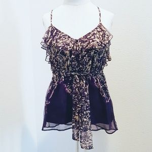 NWOT 100% Silk Purple Print Blouse 💕